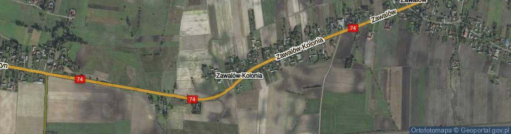 Zdjęcie satelitarne Zawalów-Kolonia ul.