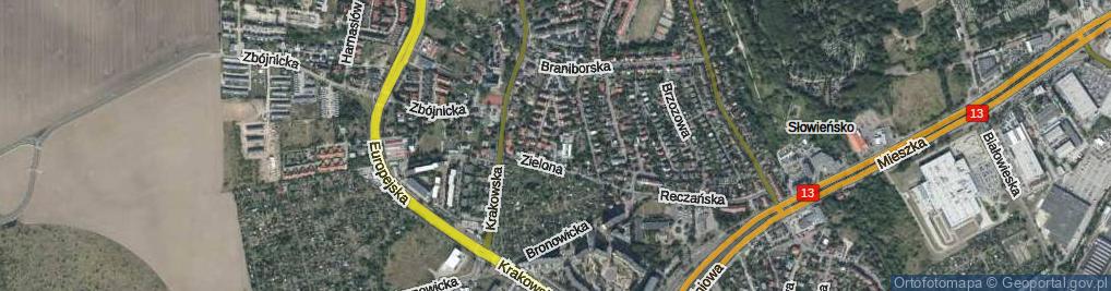 Zdjęcie satelitarne Zielona ul.