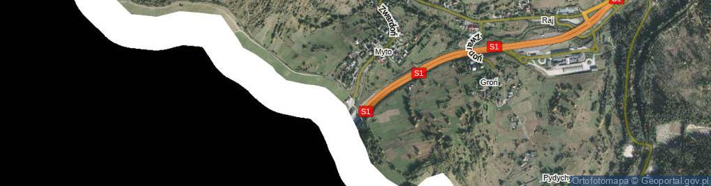 Zdjęcie satelitarne Zwardoń Myto-Skalite ul.