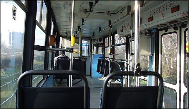 Krakov, interiér tramvaje Konstal II, Bratysławska, Kraków 31-201 - Zdjęcia