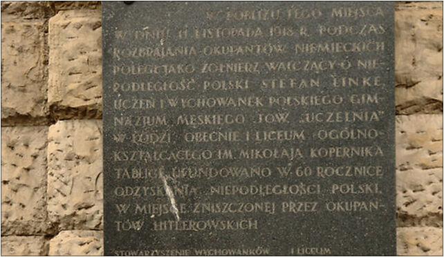 National Bank of Poland in Łódź, plaque of Stefan Linke, Kościuszki 14 90-419 - Zdjęcia